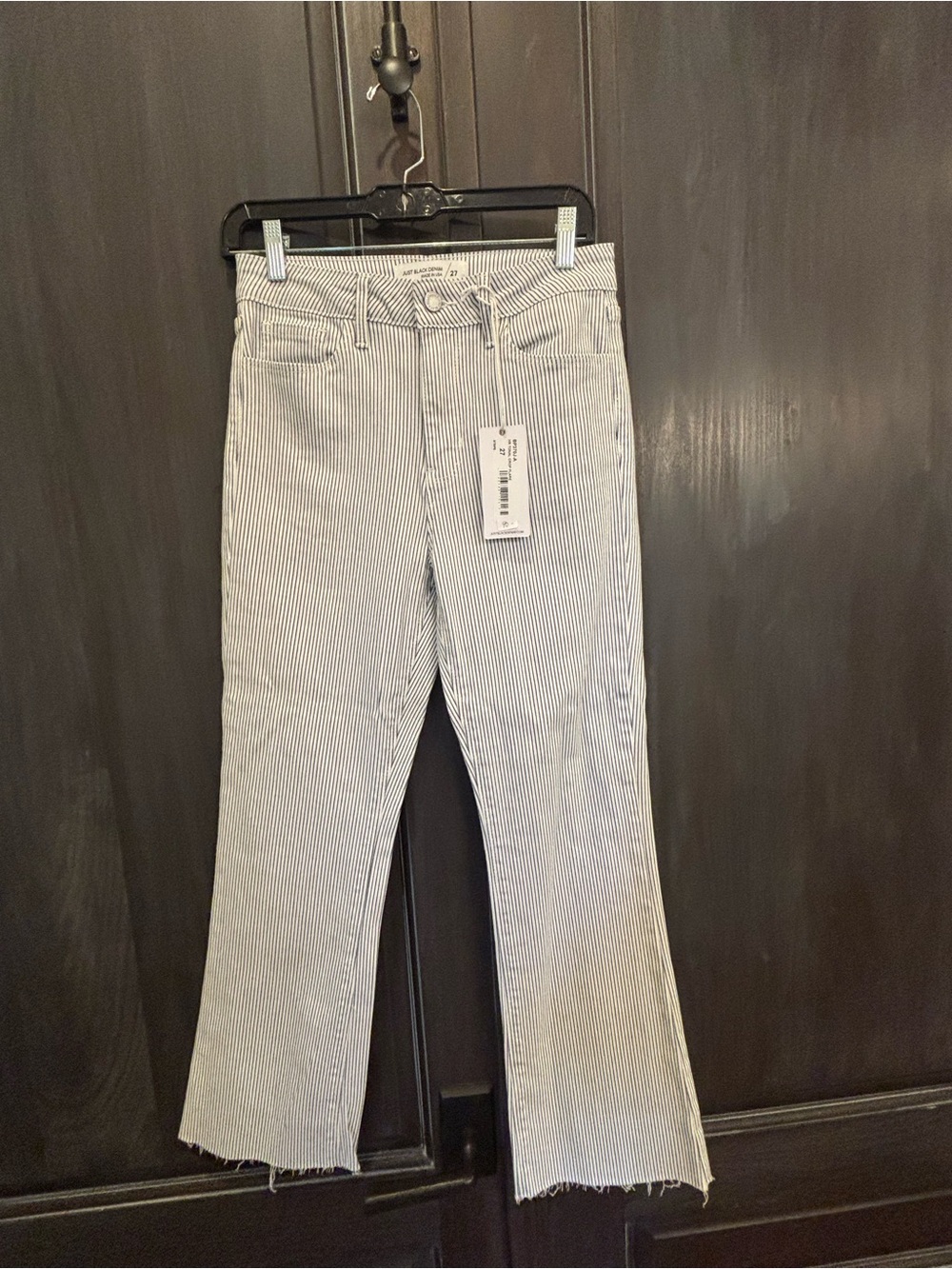 Women’s Striped Flare Jeans in Blue and White